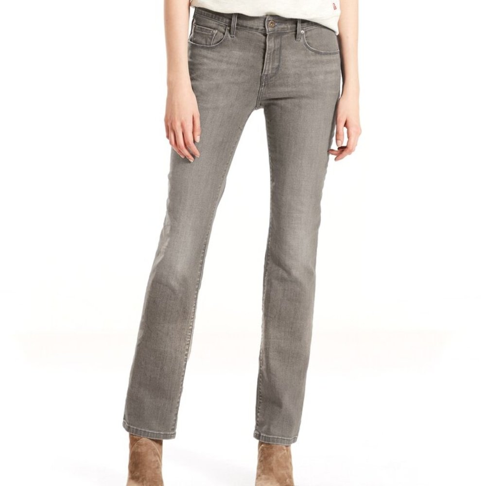 Levis Womens 28 Straight Jeans Grey